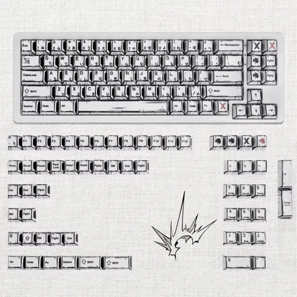 COMIC STYLE Minimalist White Mechanical Keyboard Keycap Set