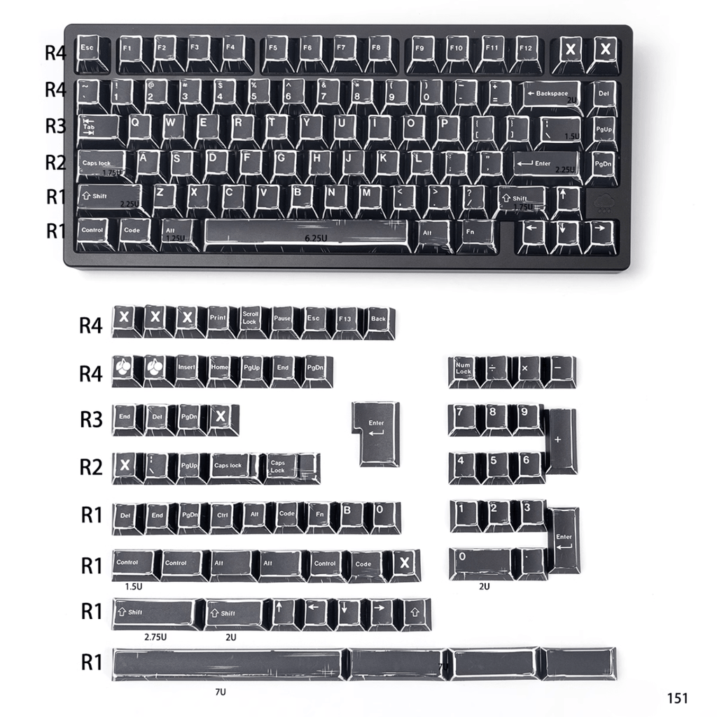 COMIC STYLE Minimalist Black Mechanical Keyboard Keycap