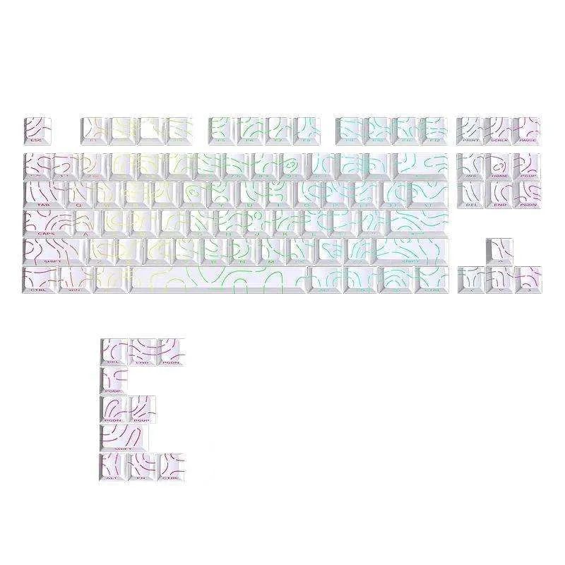 White Topographic Map Edition Mechanical Keycap Set