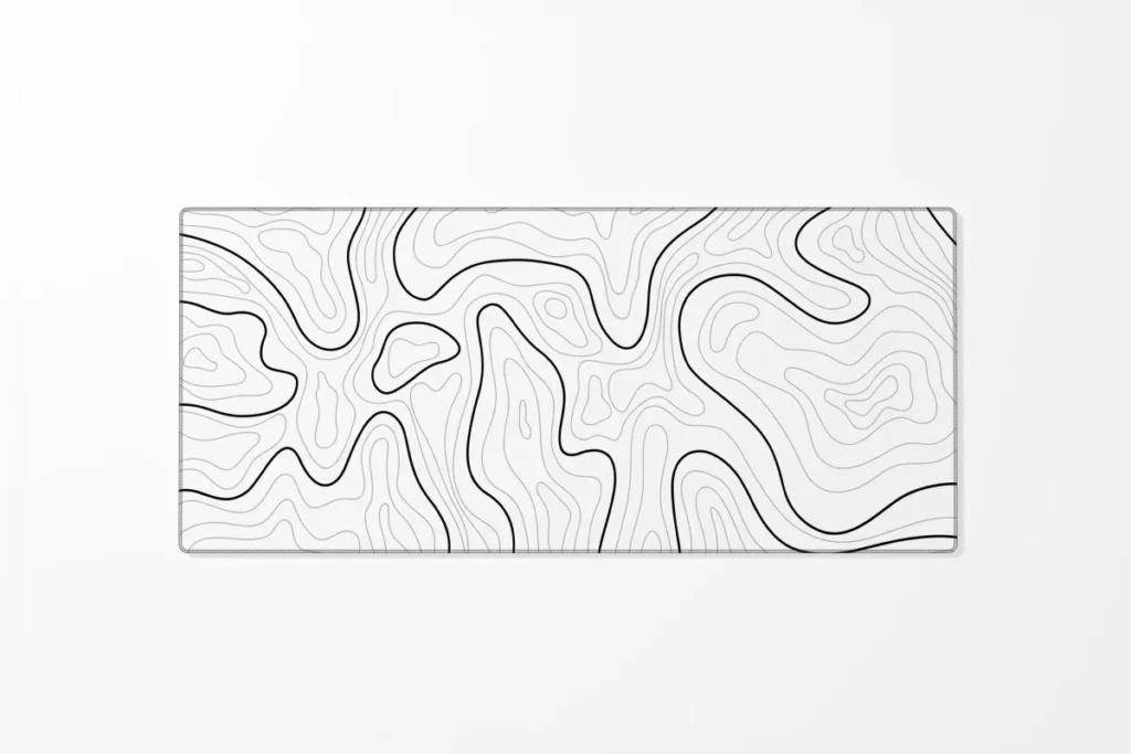 Premium White Topographic Map Edition Extra Large Gaming Mousepad