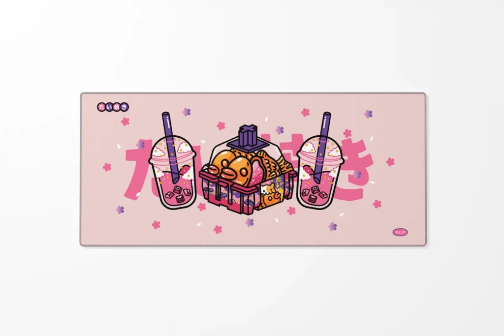 Premium Pink Taiyaki Boba Edition Extra Large Gaming Mousepad